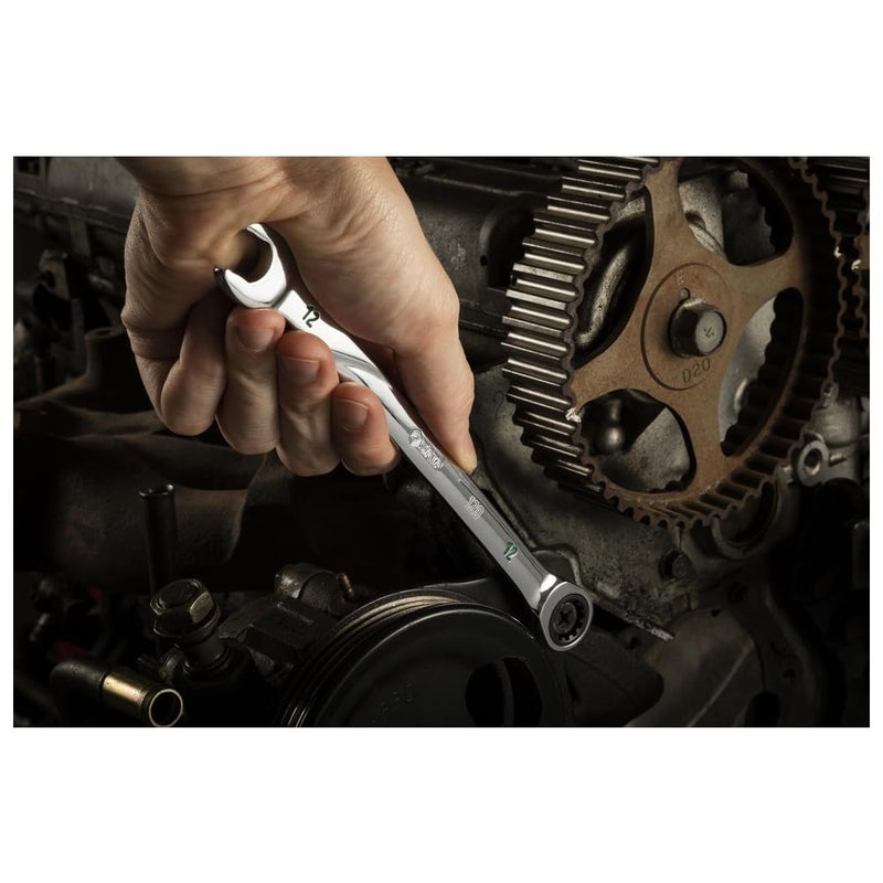 SATA 7-Piece Metric 120P Professional Combination Ratcheting Wrench Set with Universal Spline Drive and 120 Opening Positions, 8mm to 18mm - ST08043U - Image 4